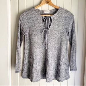Altar’d State Gray Heathered Tie Front Sweater